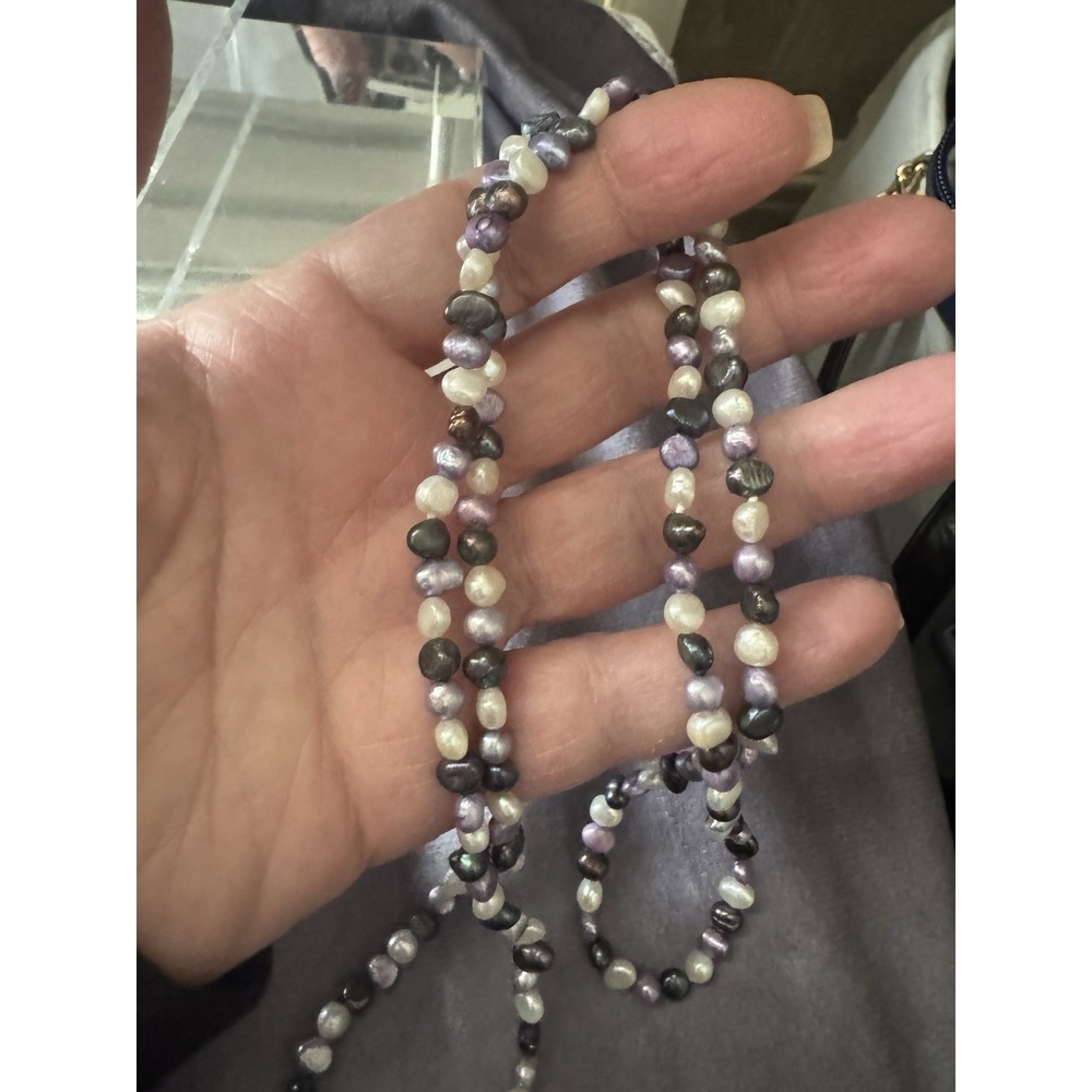30" endless Chineseβ Fresh Water Pearl Necklace with beautiful platinum colors